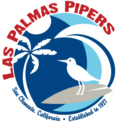 Image Las Palmas Pipers, Piper on a surfboard riding a wave and Palm tree